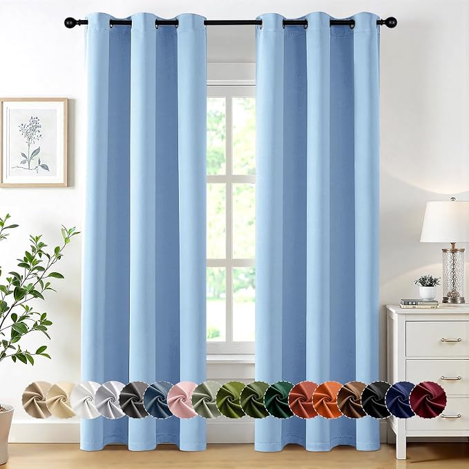 MIULEE Blackout Curtains for Bedroom 2 Panels 40 x 84 Inch Long Sky Blue | by MIULEE
