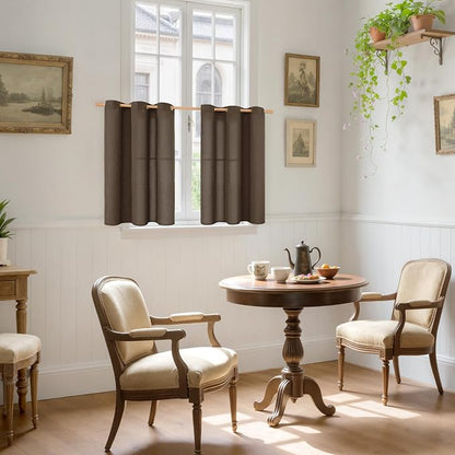 YoungsTex Brown Linen Curtains 36 Inch Length - Image 2