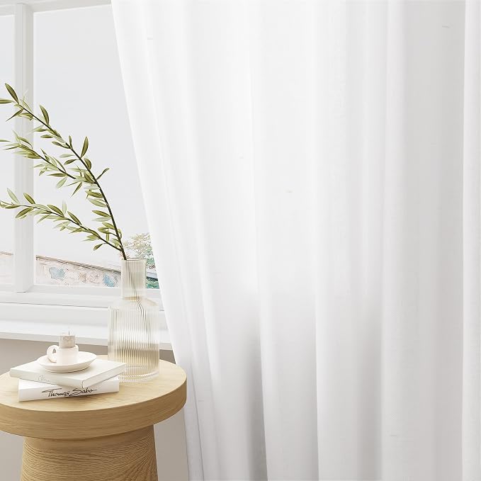 Ivory 120 Inch Linen Curtains Pinch Pleated Extra Long Semi Sheer | Privacy - Image 6