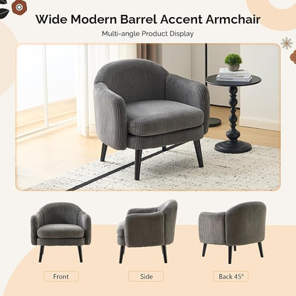 VINGLI 30.3" Wide Modern Barrel Accent Armchair - Image 6