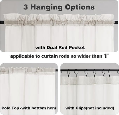 Chyhomenyc Ivory Sheer Curtains 54 Inch Length 2 Panels - Image 2