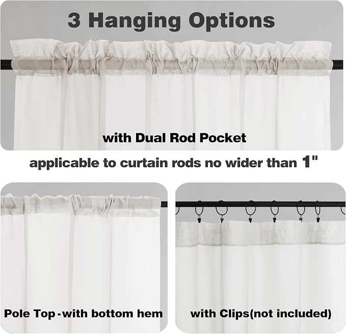 Chyhomenyc Sheer Curtains 72 Inch Length 2 Panels, Short Window Curtain Drapes - Image 2