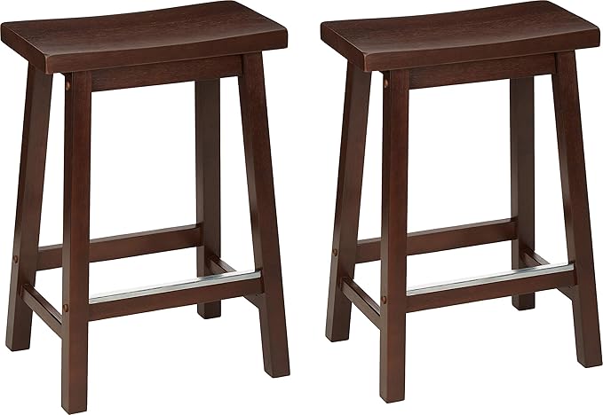 Amazon Basics Solid Wood Saddle-Seat Counter Height Bar Stools by AmazonBasics