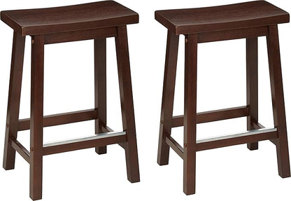 Amazon Basics Solid Wood Saddle-Seat Counter Height Bar Stools by AmazonBasics
