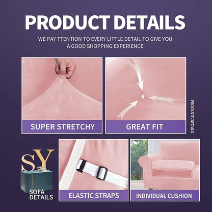 ZNSAYOTX Oversized Velvet 3 Piece Couch Cover - Image 4