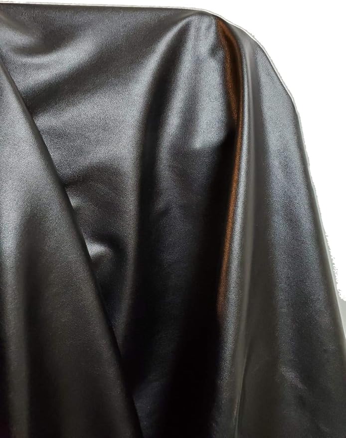 NAT Leathers™ | Black Stretch Super Soft Faux Vegan Leather PU | by the Yard - Image 2