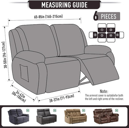 TAOCOCO Recliner Loveseat Slipcover, 6 Pieces Dual Recliner Sofa Covers - Image 4