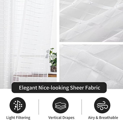 SpaceDresser Check Sheer Curtains 84 Inches Long - Image 5