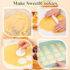 Cookie Stamps Baking Molds 4 Shapes, Biscuits Cutters, 3D Patterns Impression Embosser, Cookies Plunger Stamp, Homemake Bakeware DIY, Pastry, Bakery Desserts, Children Adults