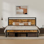 King Metal Bed Frame with Wooden Headboard and Footboard, Heavy Duty Platform by Z-HOM