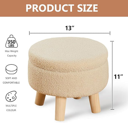 Wimarsbon Storage Ottoman, Modern Round Footrest - Image 3
