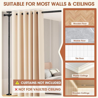 SUNALLY Room Divider Curtain Rod, No Drilling Room Separator - Image 4