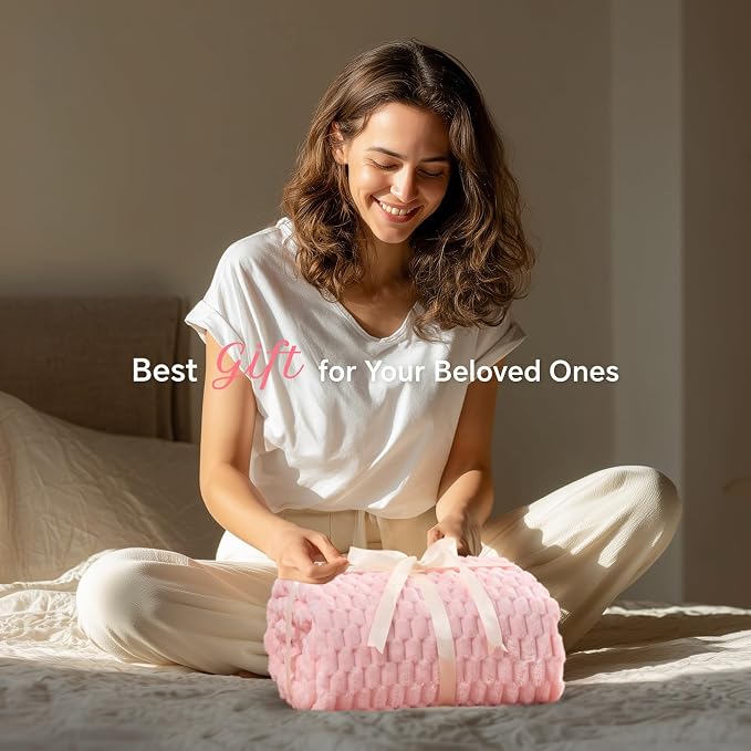 BEDELITE Pink Throw Blanket for Couch, Soft Cozy Gifts for Women, 50 * 60 | 3D - Image 2
