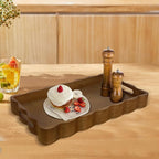JUIOETURPine Wood Decorative Tray with Handle Rectangular Wooden Serving Tray for Breakfast in Bed,Coffee Table,Dining Table,or Kitchen - Perfect for Living Room,Bedroom,and Entryway Decor (Brown)