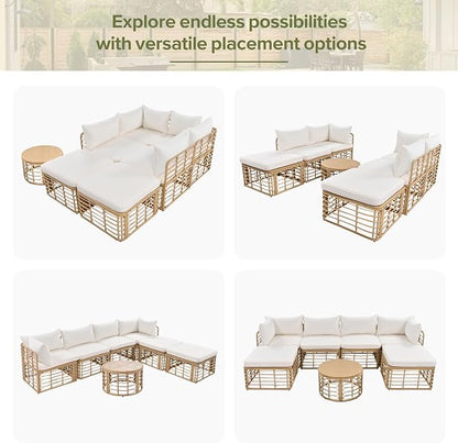 7 Pieces Outdoor Patio Furniture Sectional Sofa Set - Image 6