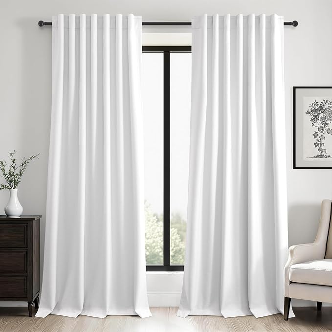 92 inch long Linen blackout Curtains 2 Panels by Topfinel