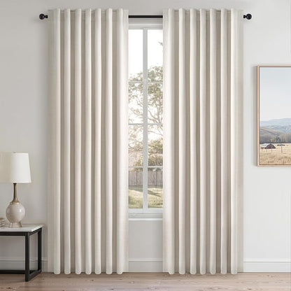 Topfinel 80 Inch Long Linen Blackout Curtains 2 Panels Set by Topfinel