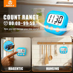 6 Pack Kitchen Timers Loud Ring Digital Timers for Cooking Magnetic Blue