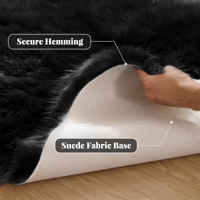 ORINOVA Black Washable Fluffy Area Rugs - Image 2