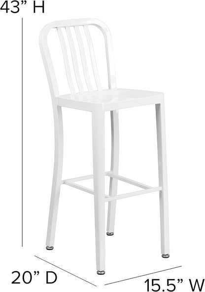 Flash Furniture Commercial Grade 30" High White Metal Indoor-Outdoor Barstool - Image 3