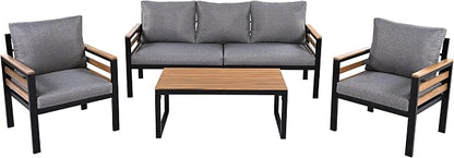 VilroCaz 4-Piece Outdoor Patio Furniture Sectional Sofa Set - Image 6