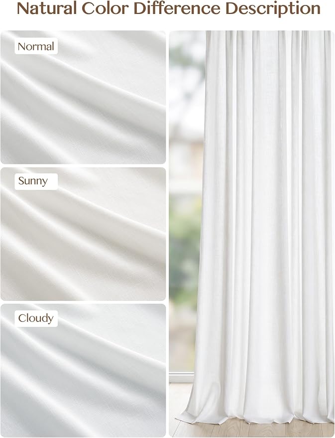 Liz Pinch Pleated Linen Curtains 72 Inches Long, Light Filtering Curtains - Image 8