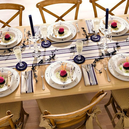 Villeroy & Boch Old Lu x Embourg Service Plate, 30 cm, Premium Porcelain, White/Blue