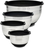 Stainless Steel Mixing Bowls with Lids Set – Large, Durable, Airtight Kitchen Bowls for Food Prep, Baking, Salad, and Storage (4 piece set)