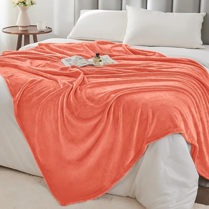 BEDELITE Fleece Blanket Soft Plush Twin Size Blanket Coral Red 60"x80" | Ultra - Image 7