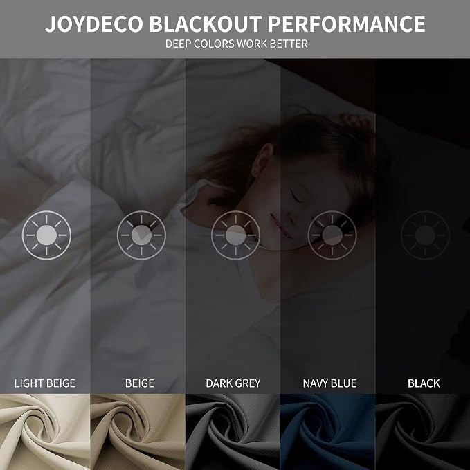 Joydeco Blackout Curtains 72 inches Long 2 Panels Set, Thermal Insulated Long - Image 2