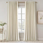 Cream Extra Long 132 Inch 100% Blackout Curtains by Topfinel