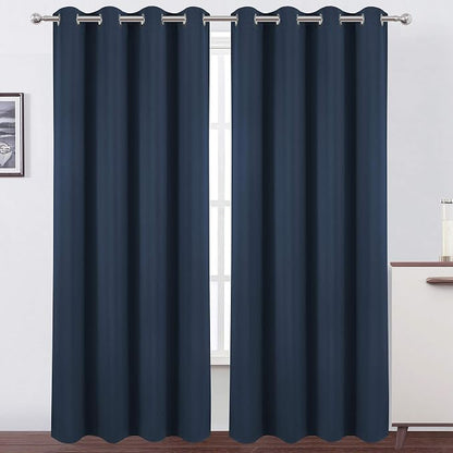 Navy Blue Thermal Blackout Curtains/52 x 108 Inch/Set of 2 Panels Room by Lemomo