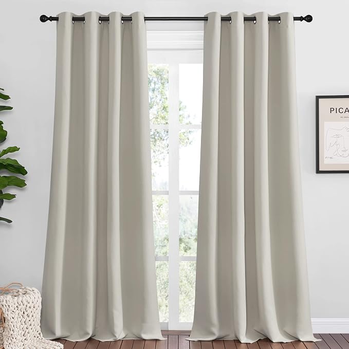 NICETOWN Natural Room Darkening Curtains 90" Long by NICETOWN