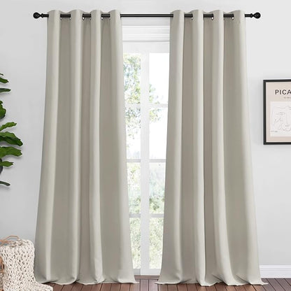 NICETOWN Natural Room Darkening Curtains 90" Long by NICETOWN