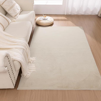 SHACOS Ultra Soft Faux Rabbit Fur Area Rug 5'x7', Non Slip Washable Padded - Image 9