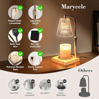 Candle Warmer Lamps 2 Pack, Electric Wax Warmer Lamp with Timer for Jar Candles, Aesthetic Home Decor, Housewarming Gifts for Women, Adjustable Height Clear