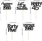 Gyufise 30 Pack Black Glitter 45th Birthday Cupcake Toppers Vintage 1980 Awesome Since 1980 45 Fabulous Cupcake Picks 45th Birthday Wedding Anniversary Party Cake Decorations Supplies