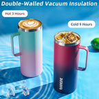 BJPKPK Insulated Coffee Mug with 2 Lids, 32oz Stainless Steel Insulated Tumbler with Handle, Double Wall Vacuum Coffee Cups, BPA Free Travel Mug for Coffee, Tea and Drinks, Forest Green