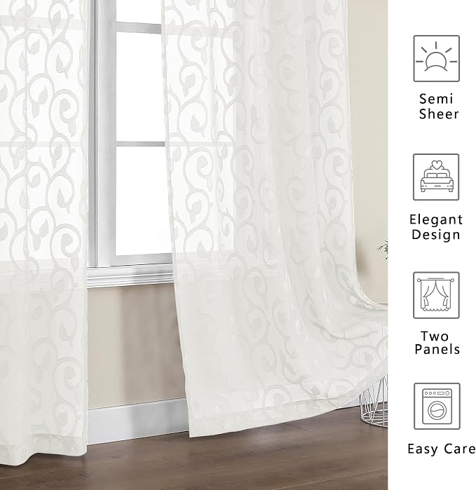 Furman Ivory Sheer Curtains 90 inches Long - Image 4