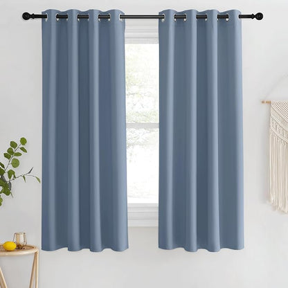 NICETOWN Blackout Stone Blue Curtains 63 inch Length by NICETOWN