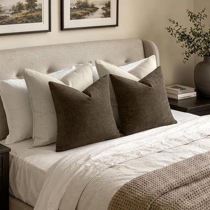 MIULEE Chocolate Brown Chenille Couch Throw Pillow Covers, 18x18 | Set of 2 - Image 5