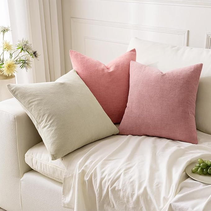 MIULEE Cream Chenille Couch Throw Pillow Covers, 20x20 | Set of 2, Soft - Image 5