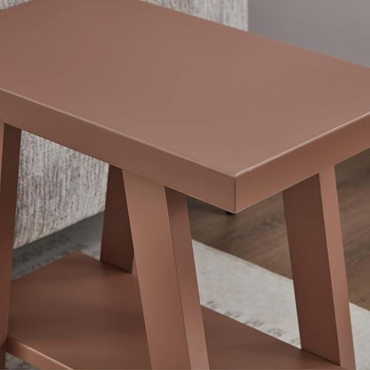 Roundhill Furniture Athens Contemporary Wood Shelf Side Table in Red - Image 5