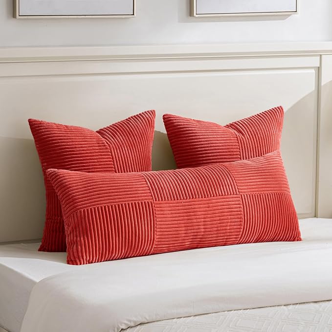 Fancy Homi 2 Packs Red Decorative Throw Pillow Covers 20x20 Inch - Image 5