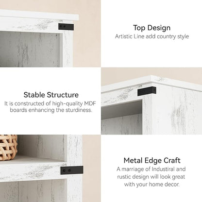 GarveeHome 3 Tier Farmhouse Bookcase, 39.9 in Tall Book Shelf - Image 6