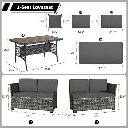 KIGOTY 7 Piece Patio Furniture Set, Outdoor PE Wicker Rattan Outdoor Dining Set - Image 2