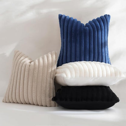 decorUhome Fall Faux Fur Throw Pillow Covers 12x20 Set of 2 Black | Decorative - Image 5