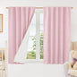 Pink Linen 100% Blackout Window Curtains 45 Inch by LAMIT