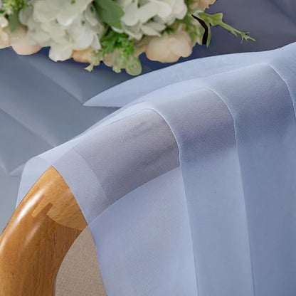 Denim Blue Sheer Curtains 96 Inches Long 2 Panels, Rod Pocket Light Filtering - Image 9