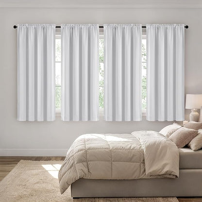 MIULEE 4 Panels Set Greyish White Blackout Curtains 63 Inch Length Bedroom | - Image 2
